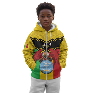 Personalized Afro Mali Vulture Kid Hoodie Coat Of Arms - Bogolan Pattern