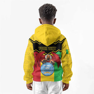 Personalized Afro Mali Vulture Kid Hoodie Coat Of Arms - Bogolan Pattern