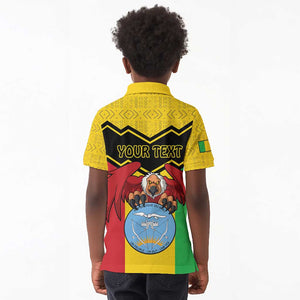 Personalized Afro Mali Vulture Kid Polo Shirt Coat Of Arms - Bogolan Pattern