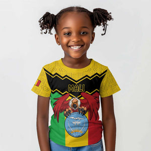 Personalized Afro Mali Vulture Kid T shirt Coat Of Arms - Bogolan Pattern