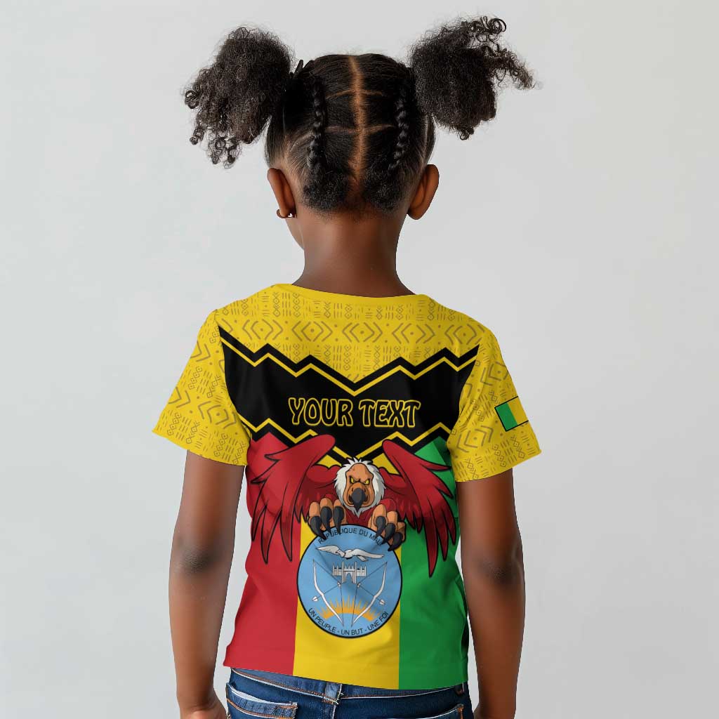 Personalized Afro Mali Vulture Kid T shirt Coat Of Arms - Bogolan Pattern