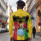 Personalized Afro Mali Vulture Long Sleeve Button Shirt Coat Of Arms - Bogolan Pattern