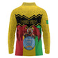 Personalized Afro Mali Vulture Long Sleeve Polo Shirt Coat Of Arms - Bogolan Pattern