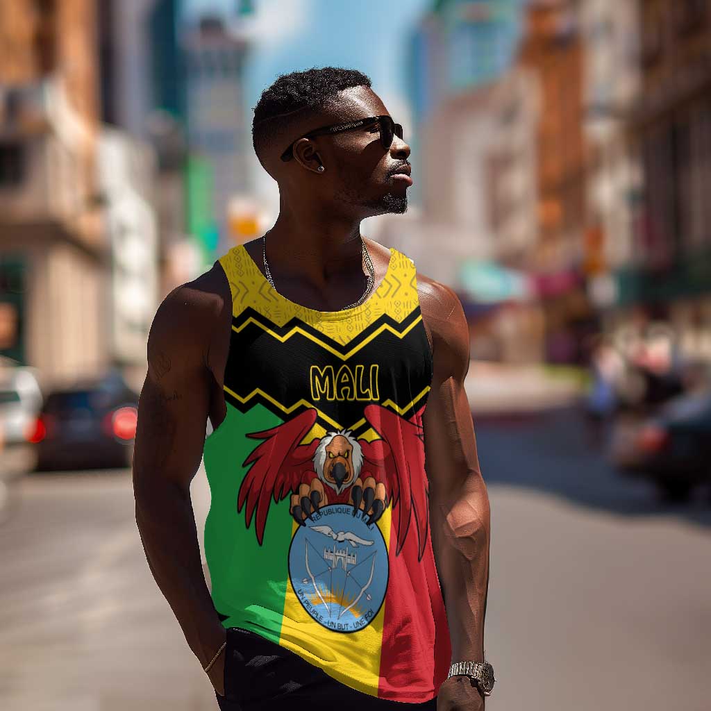 Personalized Afro Mali Vulture Men Tank Top Coat Of Arms - Bogolan Pattern