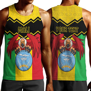 Personalized Afro Mali Vulture Men Tank Top Coat Of Arms - Bogolan Pattern