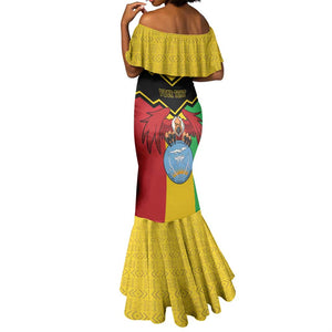 Personalized Afro Mali Vulture Mermaid Dress Coat Of Arms - Bogolan Pattern