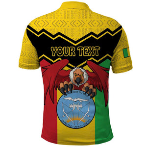 Personalized Afro Mali Vulture Polo Shirt Coat Of Arms - Bogolan Pattern