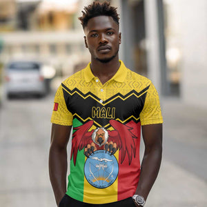 Personalized Afro Mali Vulture Polo Shirt Coat Of Arms - Bogolan Pattern