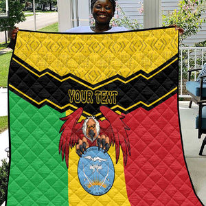 Personalized Afro Mali Vulture Quilt Coat Of Arms - Bogolan Pattern