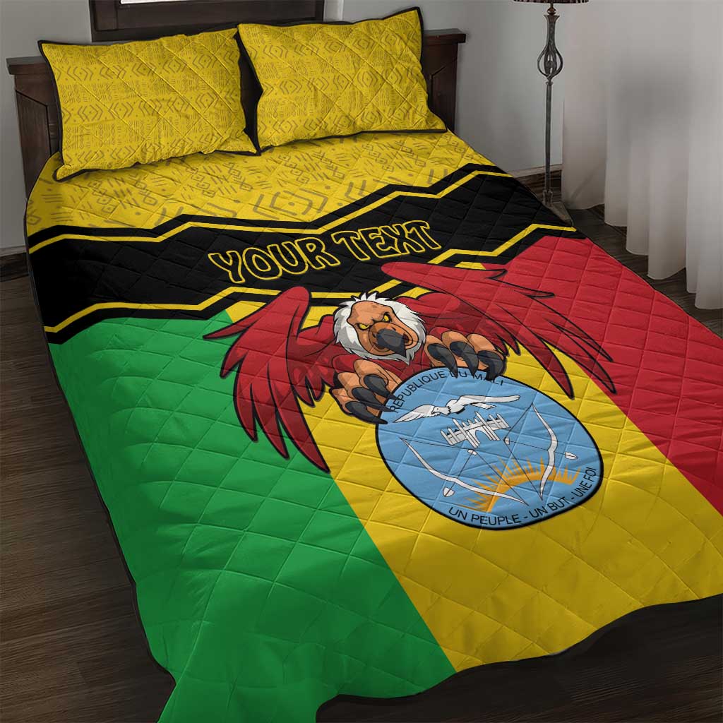 Personalized Afro Mali Vulture Quilt Bed Set Coat Of Arms - Bogolan Pattern