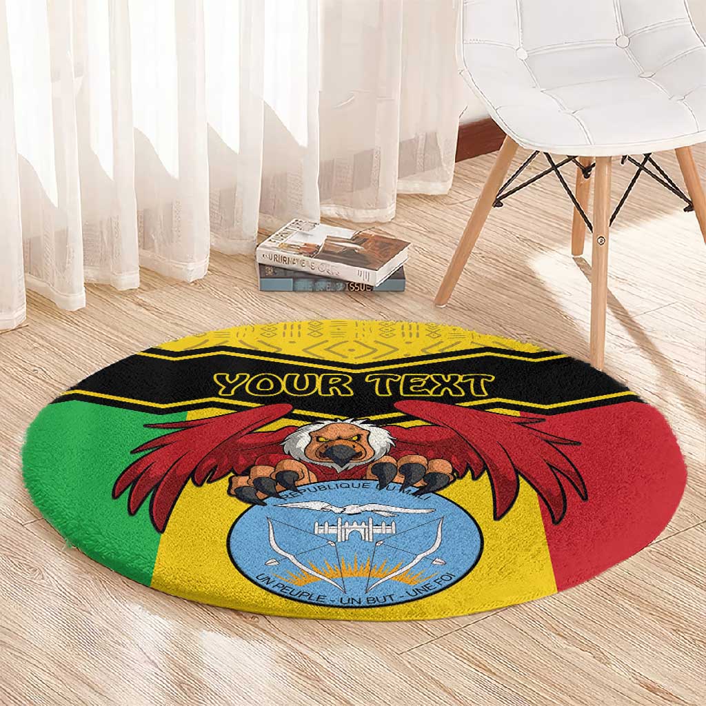 Personalized Afro Mali Vulture Round Carpet Coat Of Arms - Bogolan Pattern
