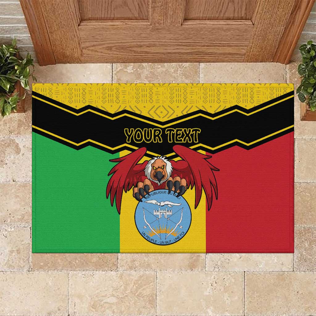 Personalized Afro Mali Vulture Rubber Doormat Coat Of Arms - Bogolan Pattern