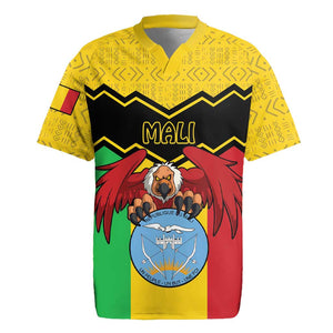 Personalized Afro Mali Vulture Rugby Jersey Coat Of Arms - Bogolan Pattern