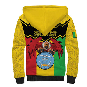 Personalized Afro Mali Vulture Sherpa Hoodie Coat Of Arms - Bogolan Pattern