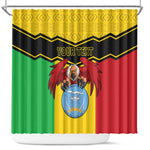 Personalized Afro Mali Vulture Shower Curtain Coat Of Arms - Bogolan Pattern