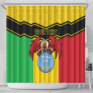 Personalized Afro Mali Vulture Shower Curtain Coat Of Arms - Bogolan Pattern