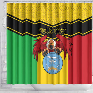 Personalized Afro Mali Vulture Shower Curtain Coat Of Arms - Bogolan Pattern