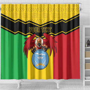 Personalized Afro Mali Vulture Shower Curtain Coat Of Arms - Bogolan Pattern