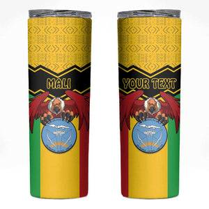 Personalized Afro Mali Vulture Skinny Tumbler Coat Of Arms - Bogolan Pattern