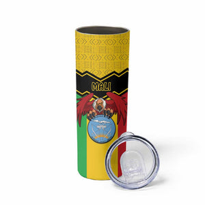 Personalized Afro Mali Vulture Skinny Tumbler Coat Of Arms - Bogolan Pattern