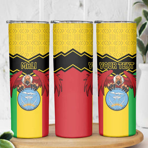 Personalized Afro Mali Vulture Skinny Tumbler Coat Of Arms - Bogolan Pattern