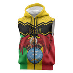 Personalized Afro Mali Vulture Sleeveless Zip Hoodie Coat Of Arms - Bogolan Pattern - African Pride