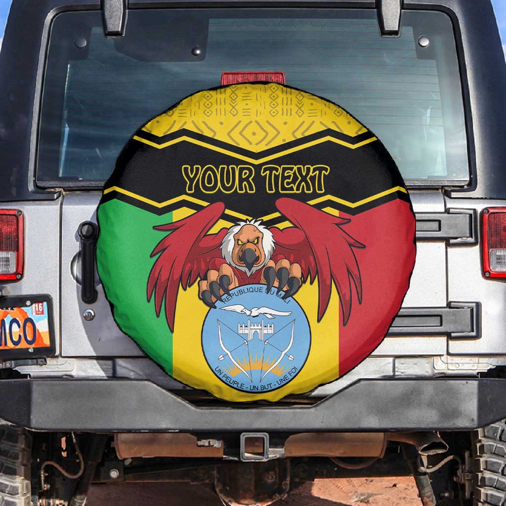 Personalized Afro Mali Vulture Spare Tire Cover Coat Of Arms - Bogolan Pattern