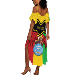 Personalized Afro Mali Vulture Summer Maxi Dress Coat Of Arms - Bogolan Pattern