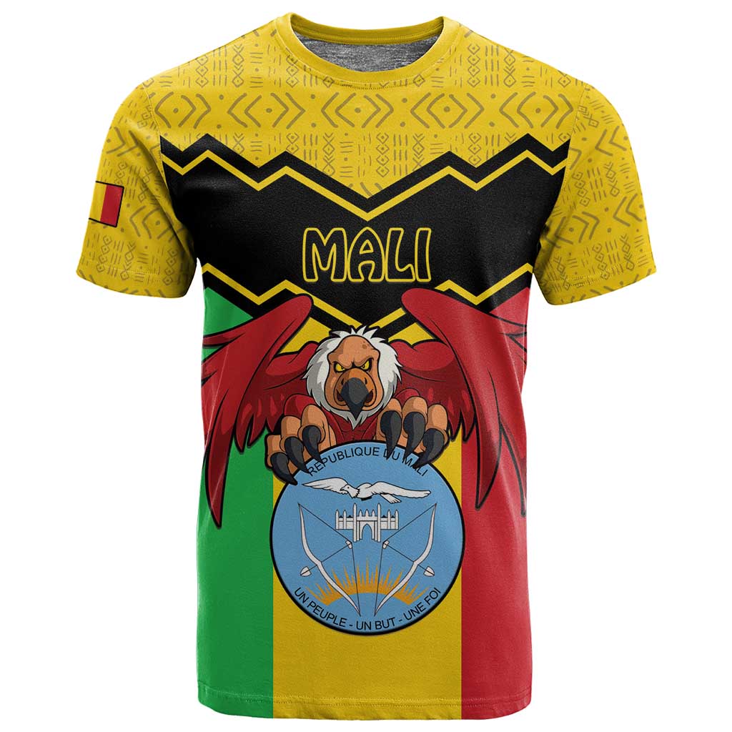 Personalized Afro Mali Vulture T shirt Coat Of Arms - Bogolan Pattern