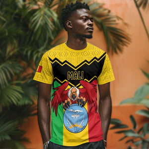 Personalized Afro Mali Vulture T shirt Coat Of Arms - Bogolan Pattern