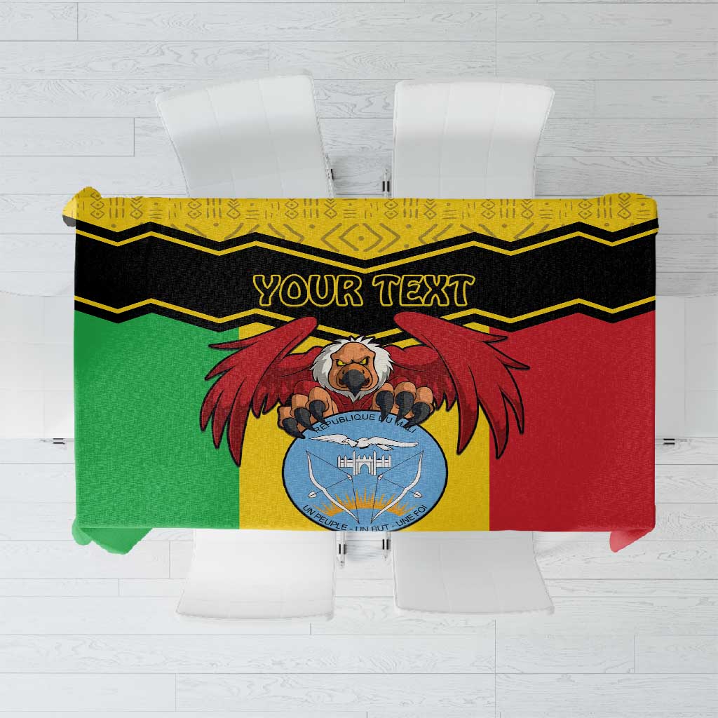 Personalized Afro Mali Vulture Tablecloth Coat Of Arms - Bogolan Pattern