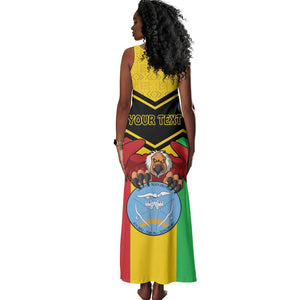 Personalized Afro Mali Vulture Tank Maxi Dress Coat Of Arms - Bogolan Pattern