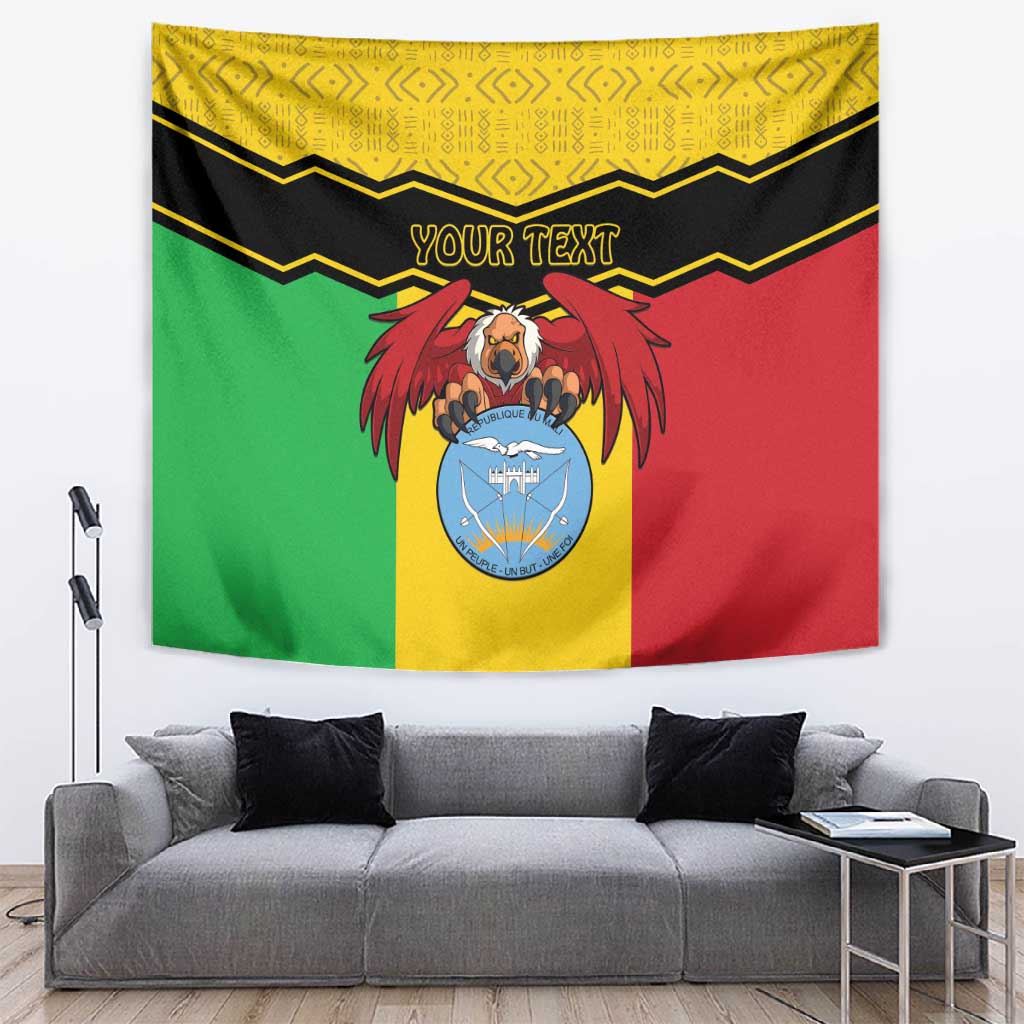 Personalized Afro Mali Vulture Tapestry Coat Of Arms - Bogolan Pattern