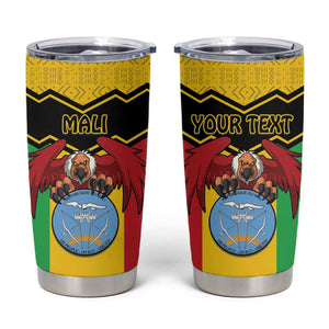 Personalized Afro Mali Vulture Tumbler Cup Coat Of Arms - Bogolan Pattern