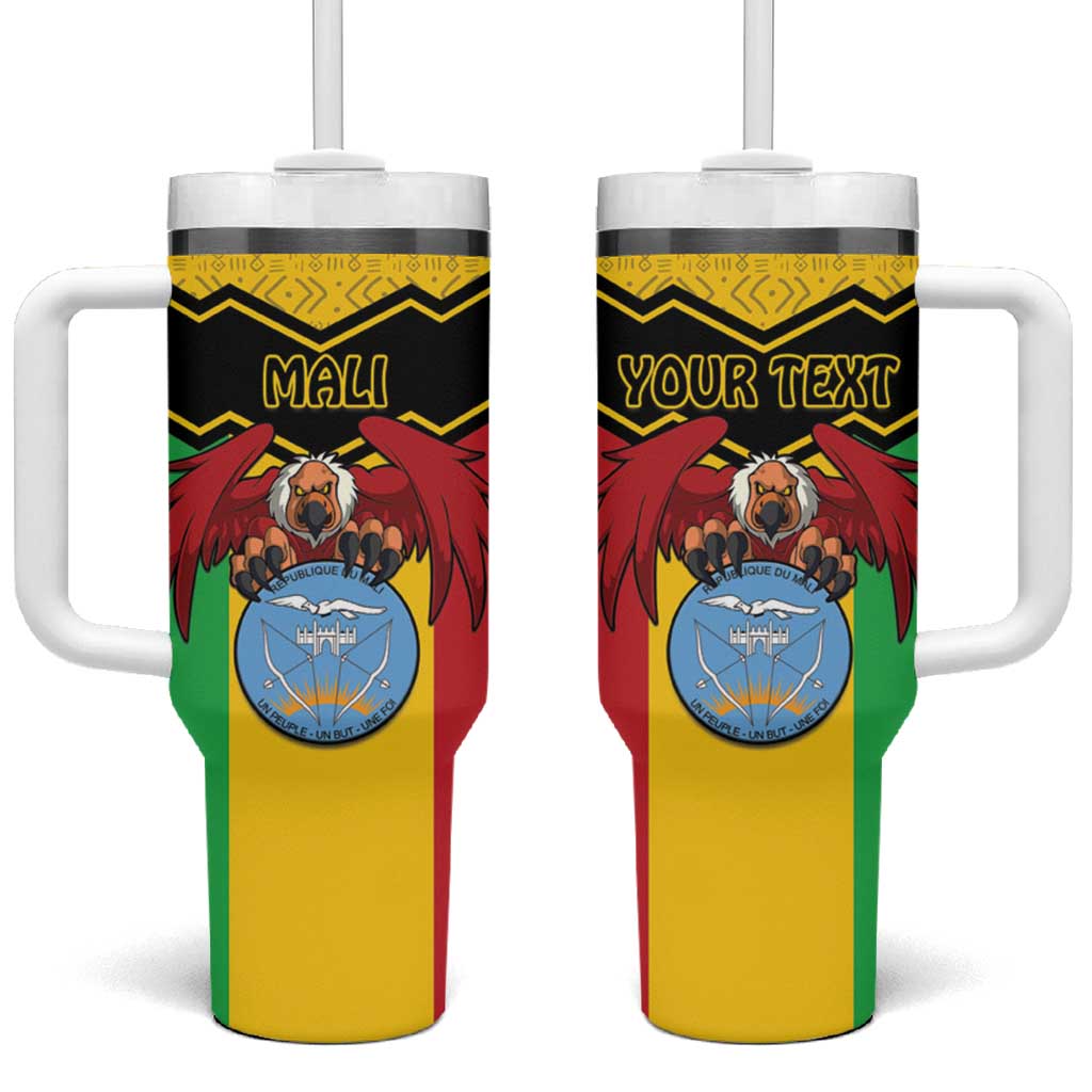 Personalized Afro Mali Vulture Tumbler With Handle Coat Of Arms - Bogolan Pattern