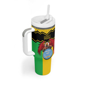 Personalized Afro Mali Vulture Tumbler With Handle Coat Of Arms - Bogolan Pattern