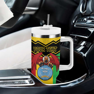 Personalized Afro Mali Vulture Tumbler With Handle Coat Of Arms - Bogolan Pattern