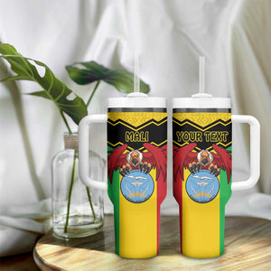 Personalized Afro Mali Vulture Tumbler With Handle Coat Of Arms - Bogolan Pattern