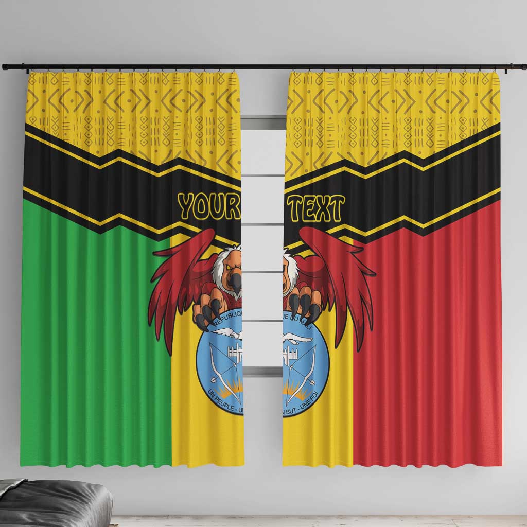 Personalized Afro Mali Vulture Window Curtain Coat Of Arms - Bogolan Pattern