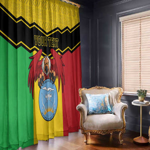 Personalized Afro Mali Vulture Window Curtain Coat Of Arms - Bogolan Pattern