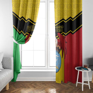 Personalized Afro Mali Vulture Window Curtain Coat Of Arms - Bogolan Pattern