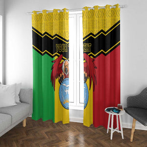 Personalized Afro Mali Vulture Window Curtain Coat Of Arms - Bogolan Pattern