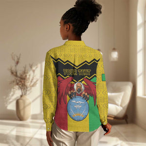 Personalized Afro Mali Vulture Women Casual Shirt Coat Of Arms - Bogolan Pattern