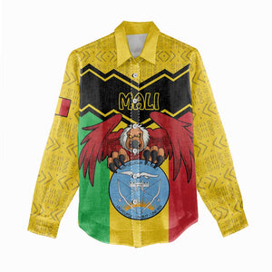 Personalized Afro Mali Vulture Women Casual Shirt Coat Of Arms - Bogolan Pattern