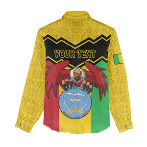 Personalized Afro Mali Vulture Women Casual Shirt Coat Of Arms - Bogolan Pattern