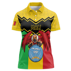 Personalized Afro Mali Vulture Women Polo Shirt Coat Of Arms - Bogolan Pattern