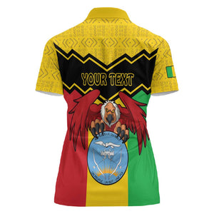 Personalized Afro Mali Vulture Women Polo Shirt Coat Of Arms - Bogolan Pattern