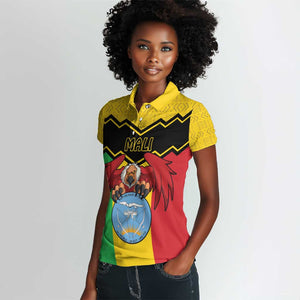 Personalized Afro Mali Vulture Women Polo Shirt Coat Of Arms - Bogolan Pattern