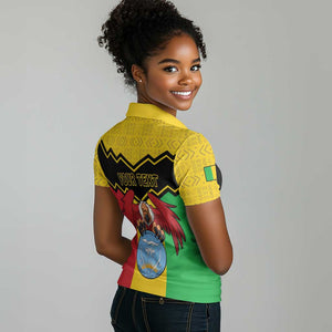 Personalized Afro Mali Vulture Women Polo Shirt Coat Of Arms - Bogolan Pattern