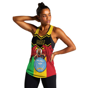 Personalized Afro Mali Vulture Women Racerback Tank Coat Of Arms - Bogolan Pattern